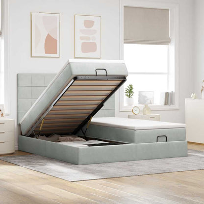 vidaXL Ottoman-Bett mit Matratzen & LEDs Hellgrau 160x200 cm Samt
