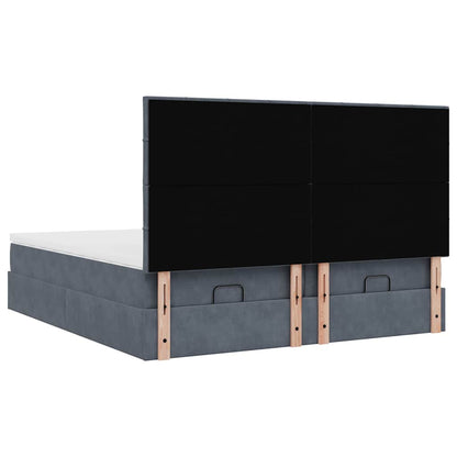 vidaXL Ottoman-Bett mit Matratzen & LEDs Dunkelgrau 160x200 cm Samt