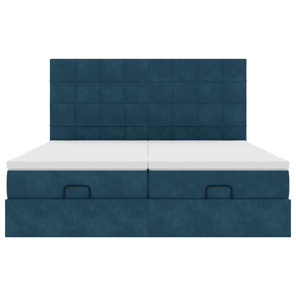 vidaXL Ottoman-Bett mit Matratzen & LEDs Dunkelblau 160x200 cm Samt