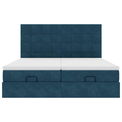 vidaXL Ottoman-Bett mit Matratzen & LEDs Dunkelblau 160x200 cm Samt