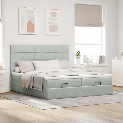 vidaXL Lit ottoman avec matelas et LED gris clair 180x200 cm velours