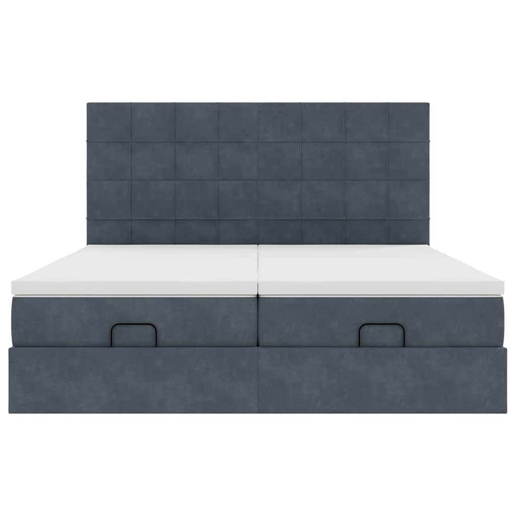 vidaXL Ottoman-Bett mit Matratzen & LEDs Dunkelgrau 180x200 cm Samt