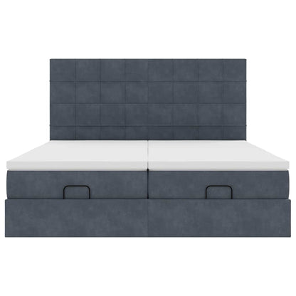 vidaXL Ottoman-Bett mit Matratzen & LEDs Dunkelgrau 180x200 cm Samt