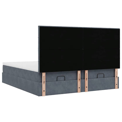 vidaXL Ottoman-Bett mit Matratzen & LEDs Dunkelgrau 180x200 cm Samt