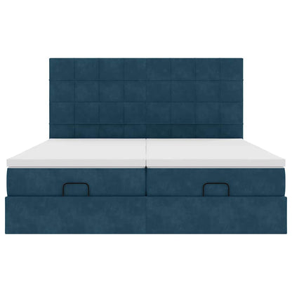 vidaXL Ottoman-Bett mit Matratzen & LED Dunkelblau 200x200 cm Samt