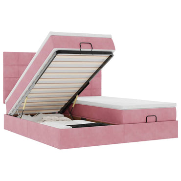 vidaXL Ottoman-Bett mit Matratzen & LEDs Rosa 200x200 cm Samt