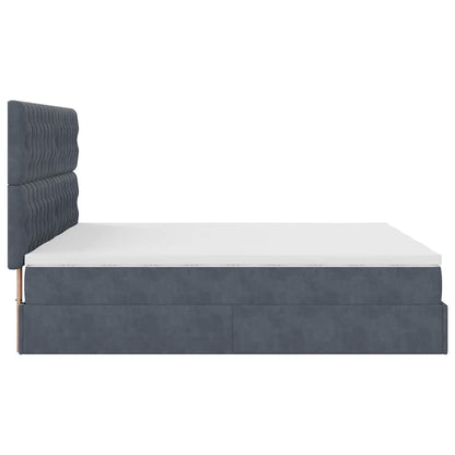 vidaXL Ottoman-Bett mit Matratzen & LEDs Dunkelgrau 160x200 cm Samt