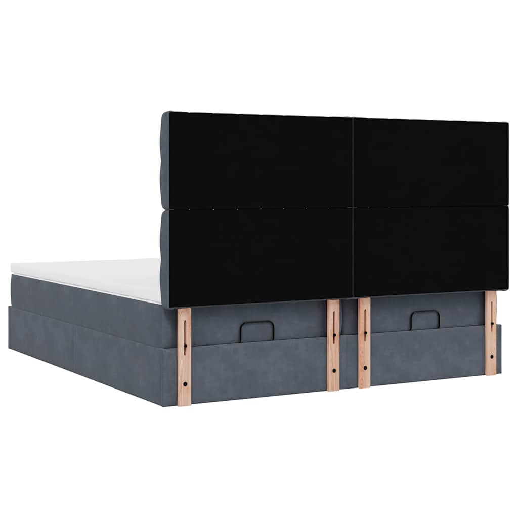vidaXL Ottoman-Bett mit Matratzen & LEDs Dunkelgrau 160x200 cm Samt