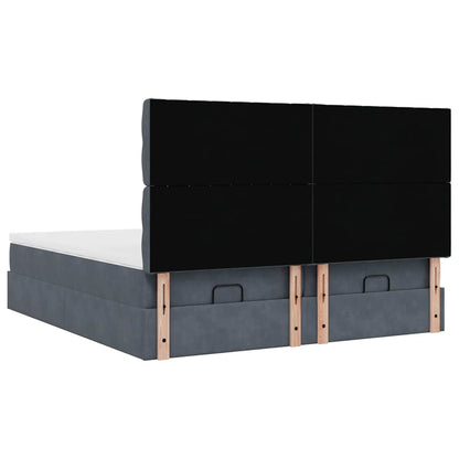 vidaXL Ottoman-Bett mit Matratzen & LEDs Dunkelgrau 160x200 cm Samt