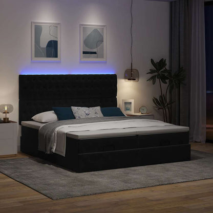 vidaXL Lit ottoman avec matelas et LED Noir 160x200 cm Velours