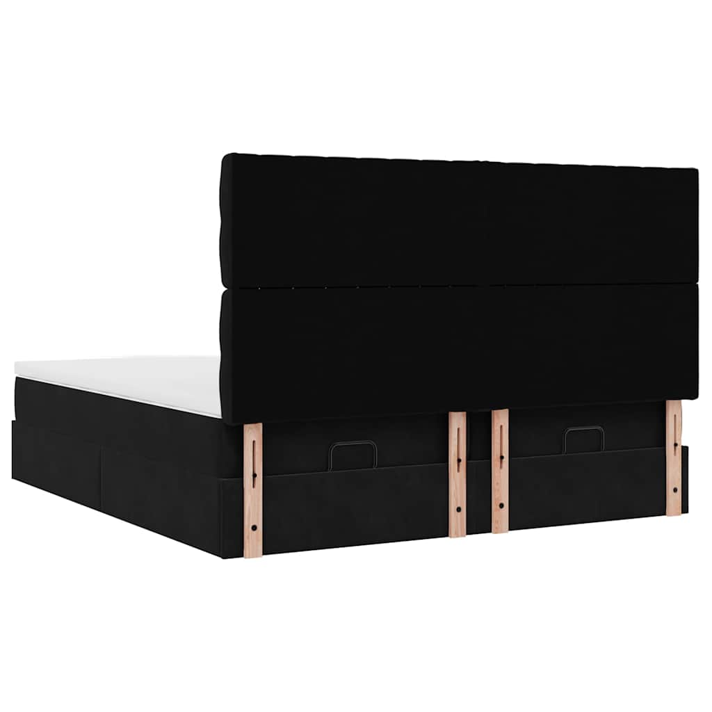 vidaXL Lit ottoman avec matelas et LED Noir 160x200 cm Velours