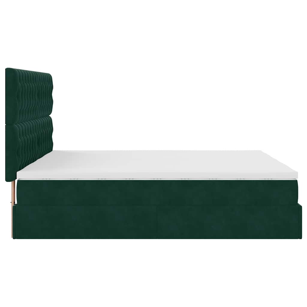 vidaXL Lit ottoman avec matelas et LED vert foncé 160x200 cm Velours