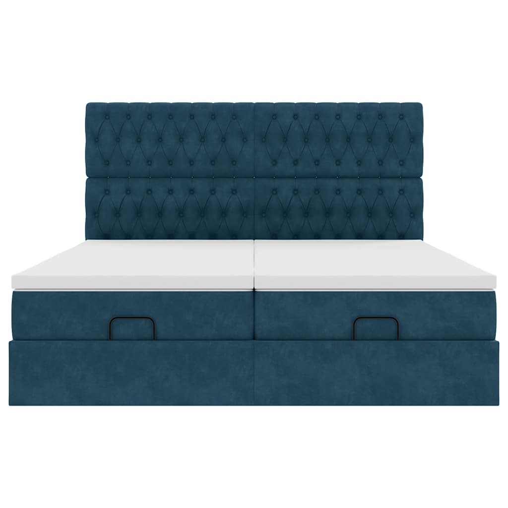 vidaXL Lit ottomane avec matelas et LED Bleu foncé 160x200 cm Velours