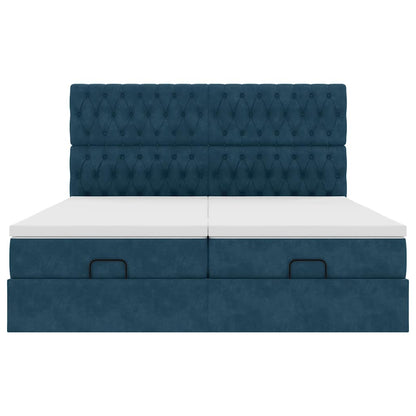 vidaXL Lit ottomane avec matelas et LED Bleu foncé 160x200 cm Velours