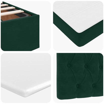 vidaXL Lit ottoman avec matelas et LED Vert foncé 180x200 cm Velours