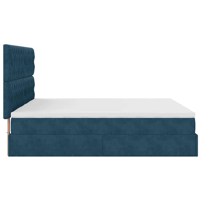 vidaXL Ottoman-Bett mit Matratzen & LEDs Dunkelblau 180x200 cm Samt