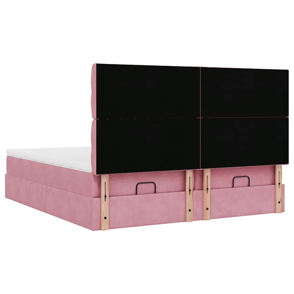 vidaXL Ottoman-Bett mit Matratzen & LEDs Rosa 180x200 cm Samt