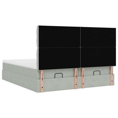 vidaXL Ottoman-Bett mit Matratzen & LEDs Hellgrau 200x200 cm Samt
