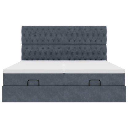 Ottoman-Bett mit Matratzen & LEDs Dunkelgrau 200x200 cm Samt
