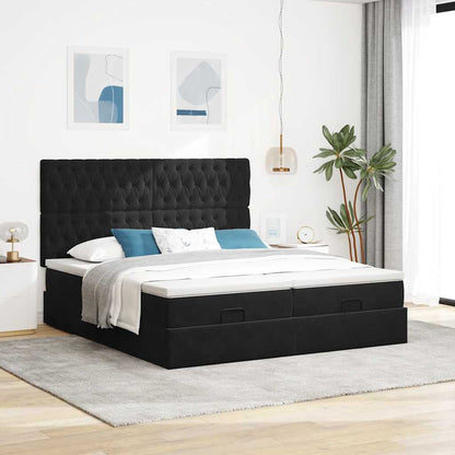 vidaXL Lit ottoman avec matelas et LED Noir 200x200 cm Velours