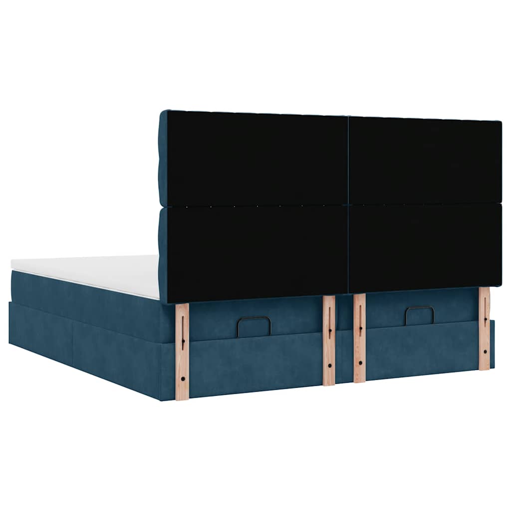 vidaXL Ottoman-Bett mit Matratzen & LED Dunkelblau 200x200 cm Samt