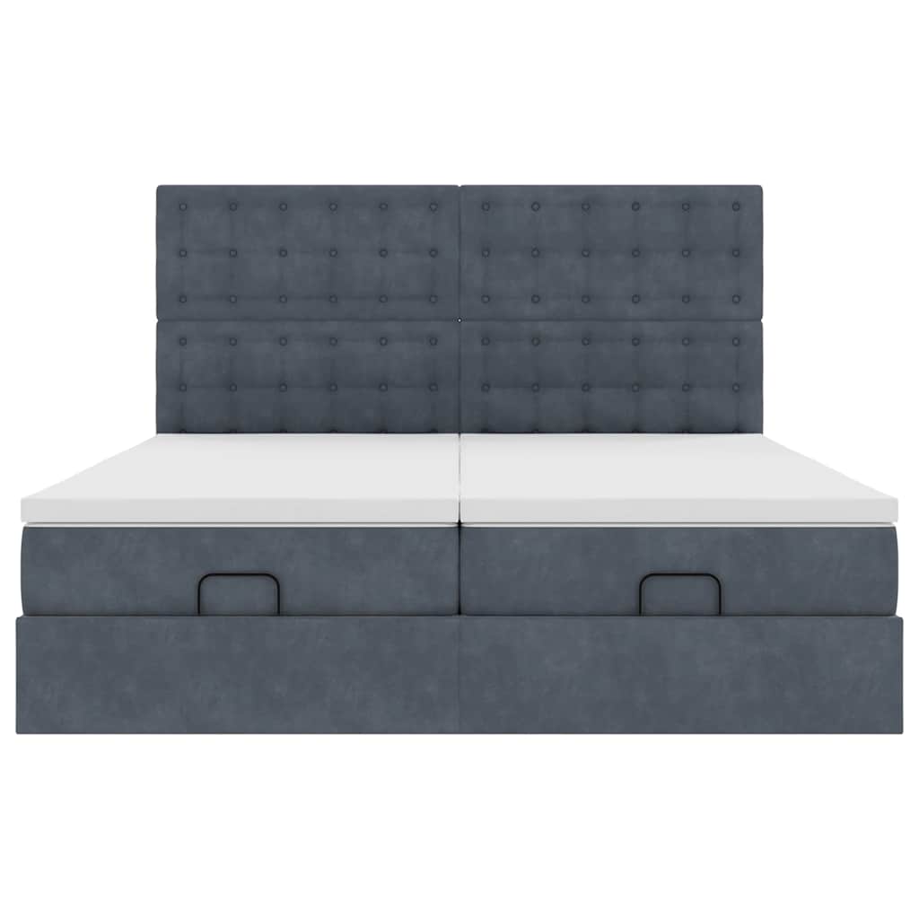 Ottoman-Bett mit Matratzen & LEDs Dunkelgrau 160x200 cm Samt