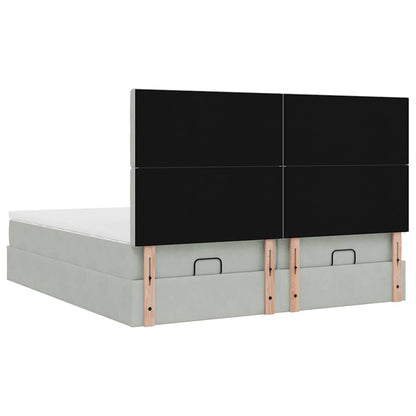 vidaXL Ottoman-Bett mit Matratzen & LEDs Hellgrau 180x200 cm Samt