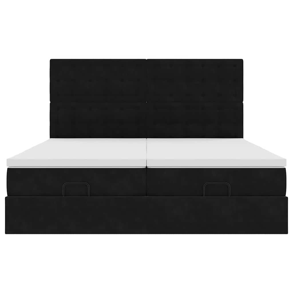 vidaXL Ottoman-Bett mit Matratzen & LEDs Schwarz 180x200 cm Samt