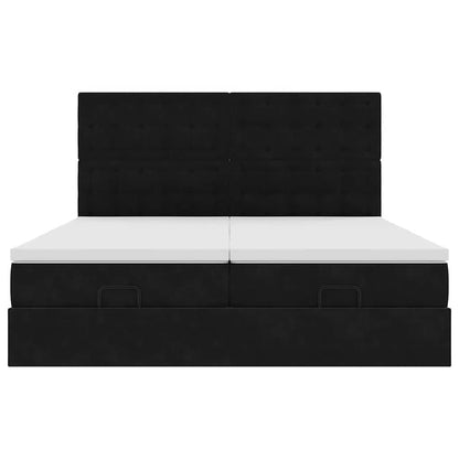 vidaXL Ottoman-Bett mit Matratzen & LEDs Schwarz 180x200 cm Samt