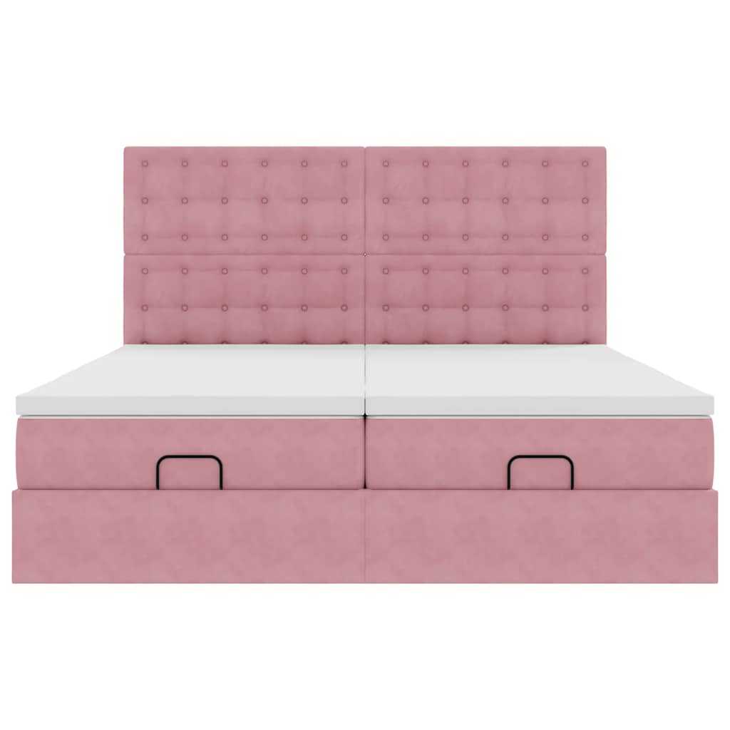 vidaXL Ottoman-Bett mit Matratzen & LEDs Rosa 180x200 cm Samt