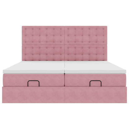 vidaXL Ottoman-Bett mit Matratzen & LEDs Rosa 180x200 cm Samt