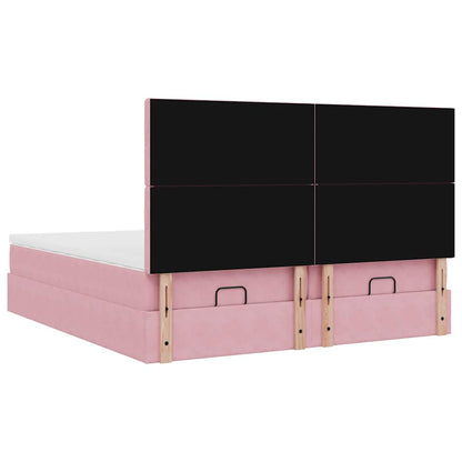 vidaXL Ottoman-Bett mit Matratzen & LEDs Rosa 180x200 cm Samt
