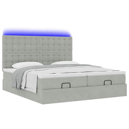 vidaXL Lit ottoman avec matelas et LED gris clair 200x200 cm Velours
