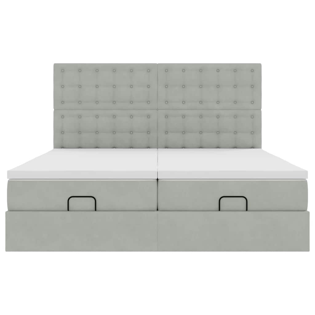 vidaXL Lit ottoman avec matelas et LED gris clair 200x200 cm Velours