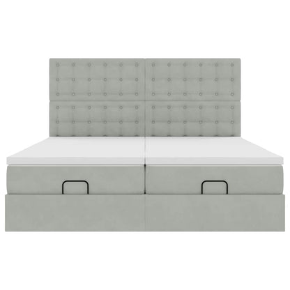 vidaXL Lit ottoman avec matelas et LED gris clair 200x200 cm Velours