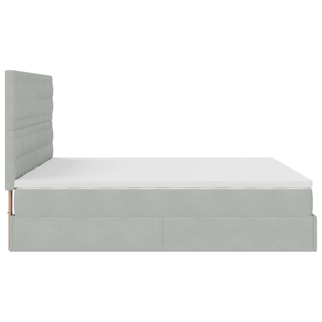 vidaXL Lit ottoman avec matelas et LED gris clair 200x200 cm Velours
