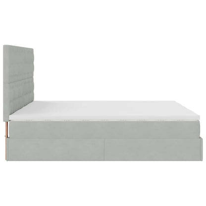 vidaXL Lit ottoman avec matelas et LED gris clair 200x200 cm Velours