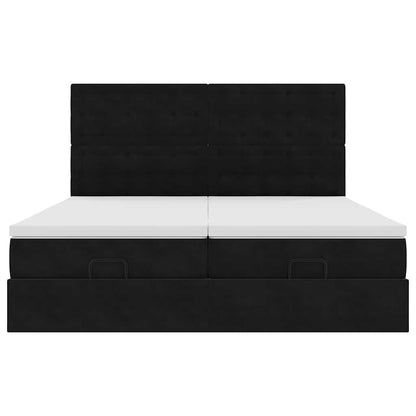 Ottoman-Bett mit Matratzen & LEDs Schwarz 200x200 cm Samt