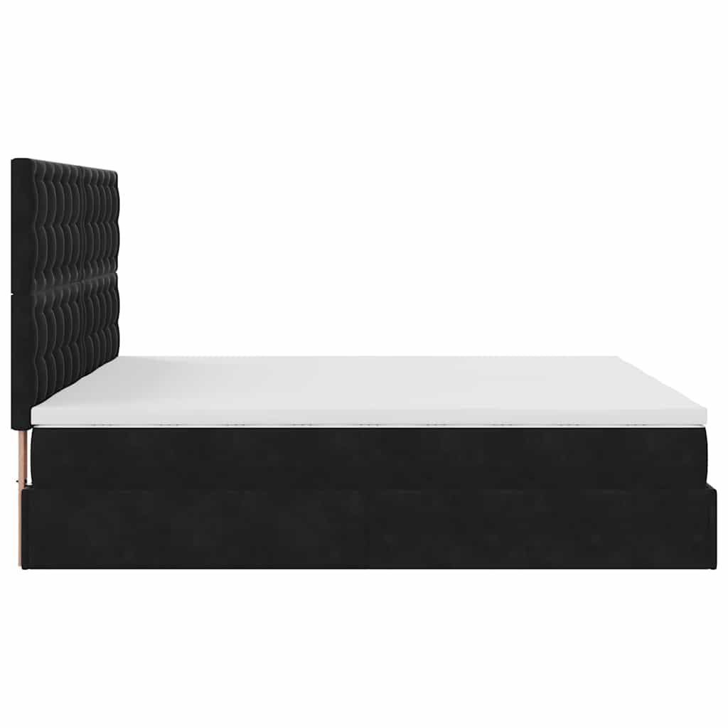 Ottoman-Bett mit Matratzen & LEDs Schwarz 200x200 cm Samt