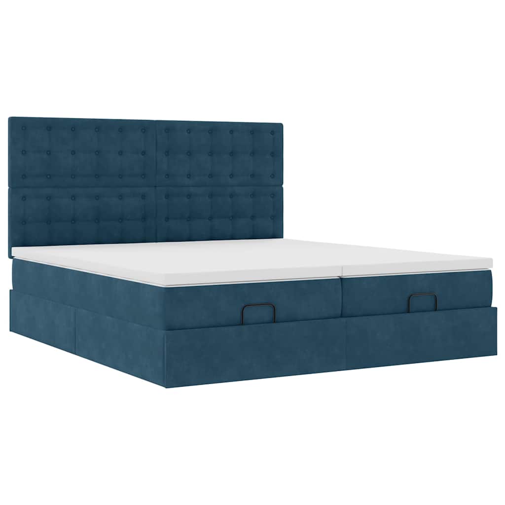 Ottoman-Bett mit Matratzen & LED Dunkelblau 200x200 cm Samt