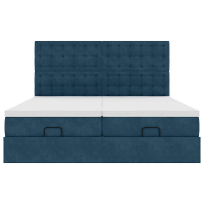 Ottoman-Bett mit Matratzen & LED Dunkelblau 200x200 cm Samt