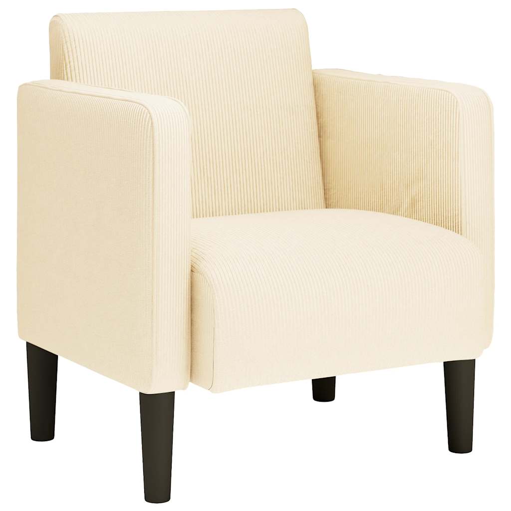 vidaXL Sessel mit Armlehnen Creme 54 cm Cordstoff