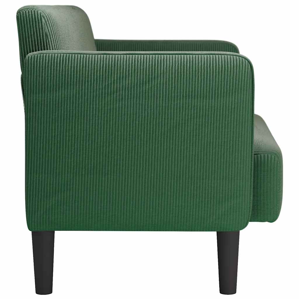 vidaXL Canapé deux places Vert foncé 109 cm Tissu côtelé