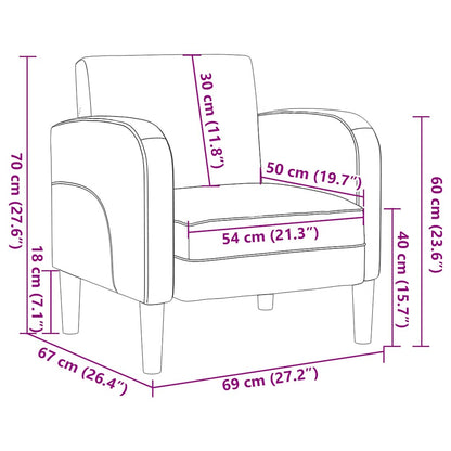 vidaXL Sessel mit Armlehnen Creme 54 cm Kunstleder