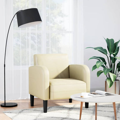 vidaXL Sessel mit Armlehnen Creme 54 cm Kunstleder