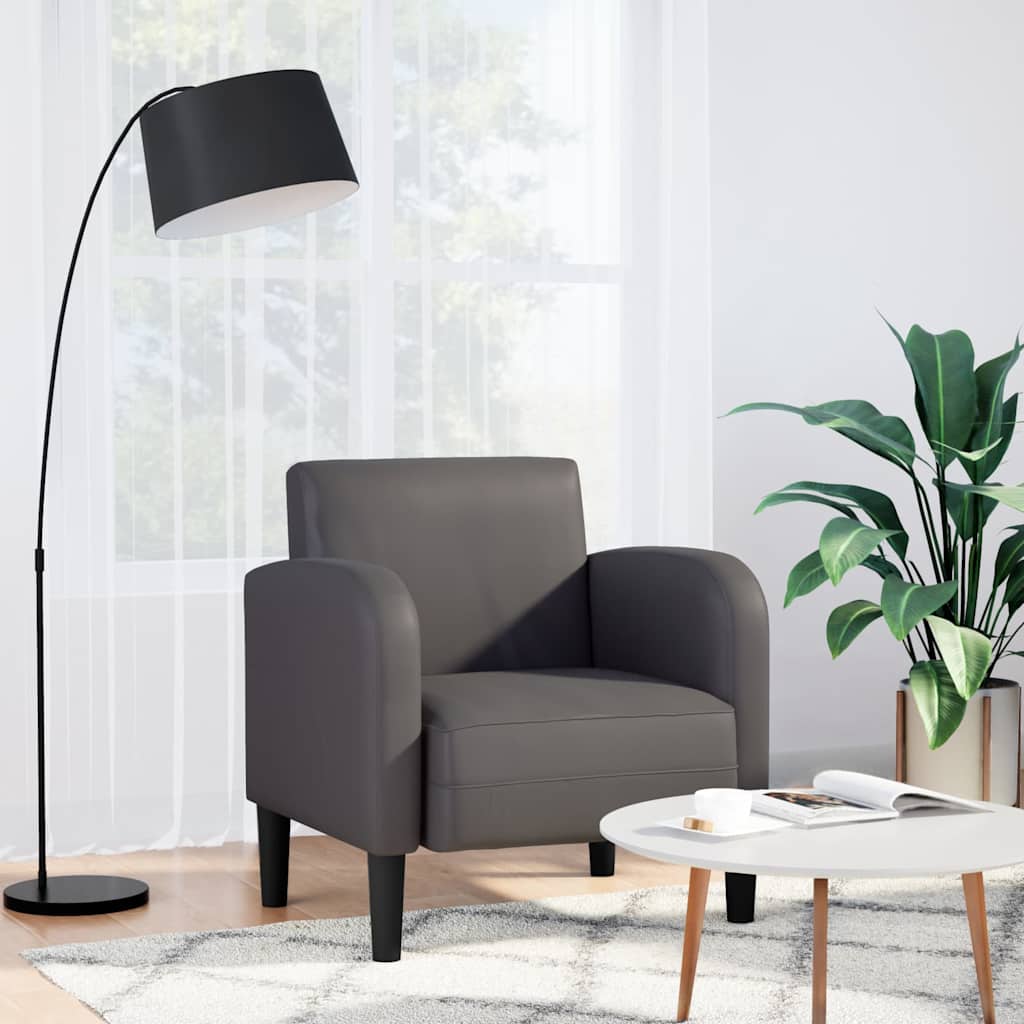 vidaXL Sessel mit Armlehnen Grau 54 cm Kunstleder