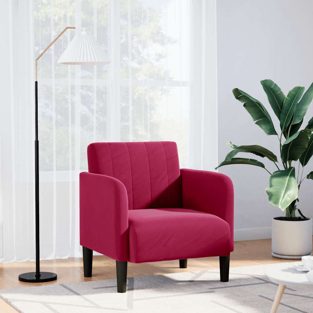 vidaXL Sessel mit Armlehnen Weinrot 54 cm Samt