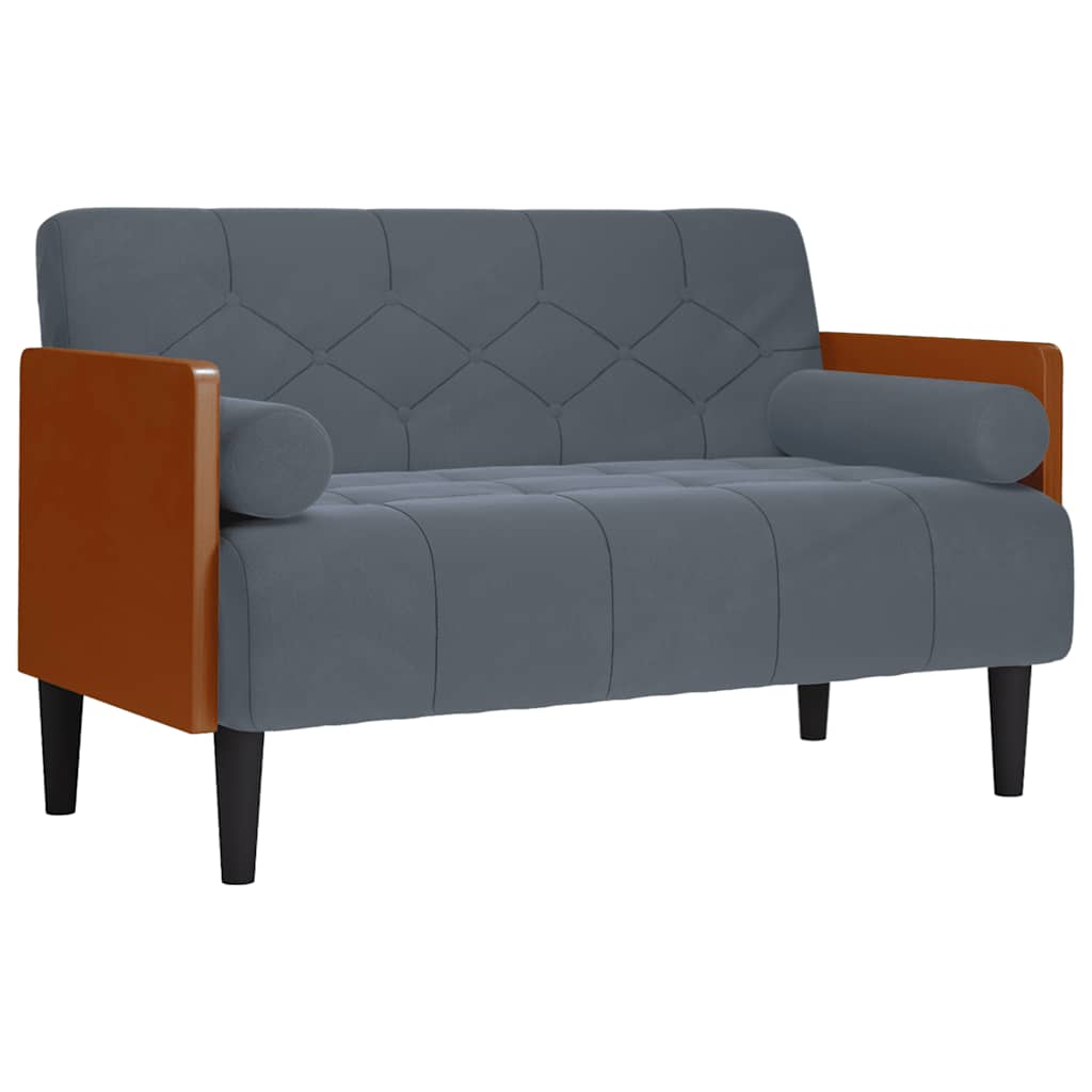 Zweisitzer-Sofa mit Nackenrollen Dunkelgrau 110 cm Samt