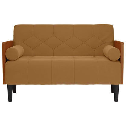 Zweisitzer-Sofa mit Nackenrollen Braun 110 cm Samt