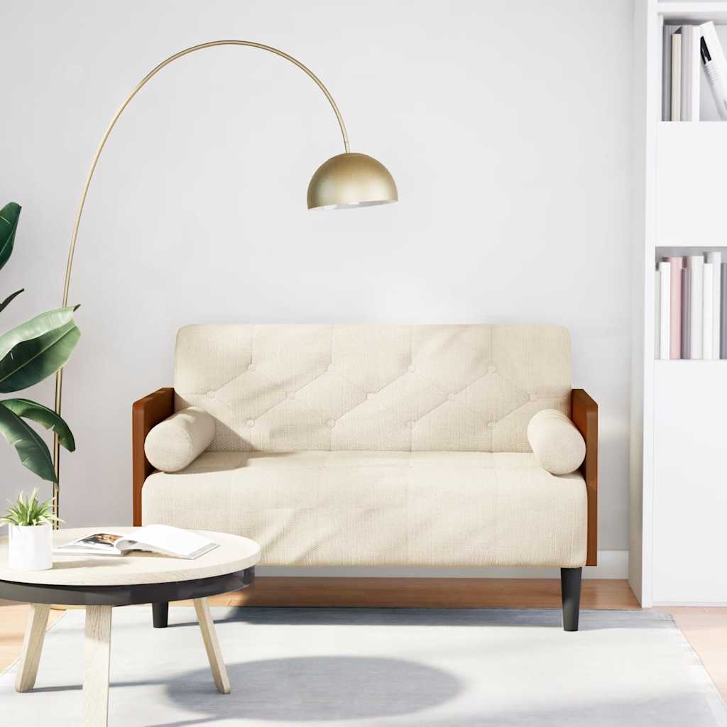 vidaXL Zweisitzer-Sofa mit Nackenrollen 110 cm Leinen